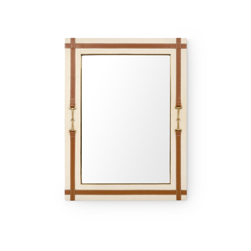 Buckley Rectangle Leather Mirror, Tan/Natural