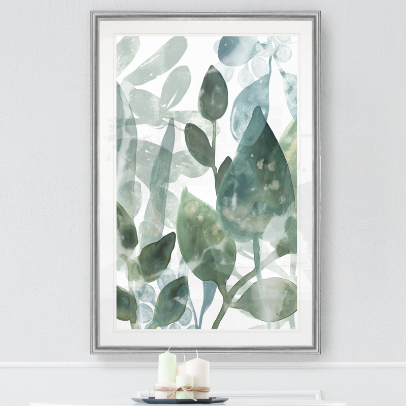 Aquatic Leaves I - reproduction d'art sur toile, H 18,5 po x l 24,5 po x P 1,5 po, Cadre noir