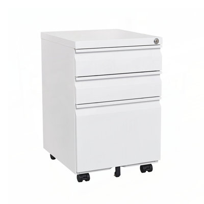 3-Drawer Mobile Filing Cabinet with Lock, Legal Letter Sized, Metal Construction, Ideal for Office and Study Room Organization