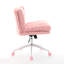 Fauteuil de bureau rose W26,4 pouces à siège plus large, fauteuil de bureau en poils de lapin artificiel, avec base en métal, chaise de bureau pivotante réglable, fauteuil de coiffeuse, 1818-1236056904