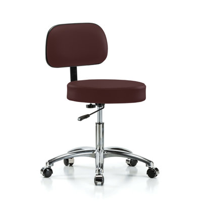 Backed Adjustable Backrest Adjustable Height Ergonomic Lab Stool with Removable Casters/Wheels