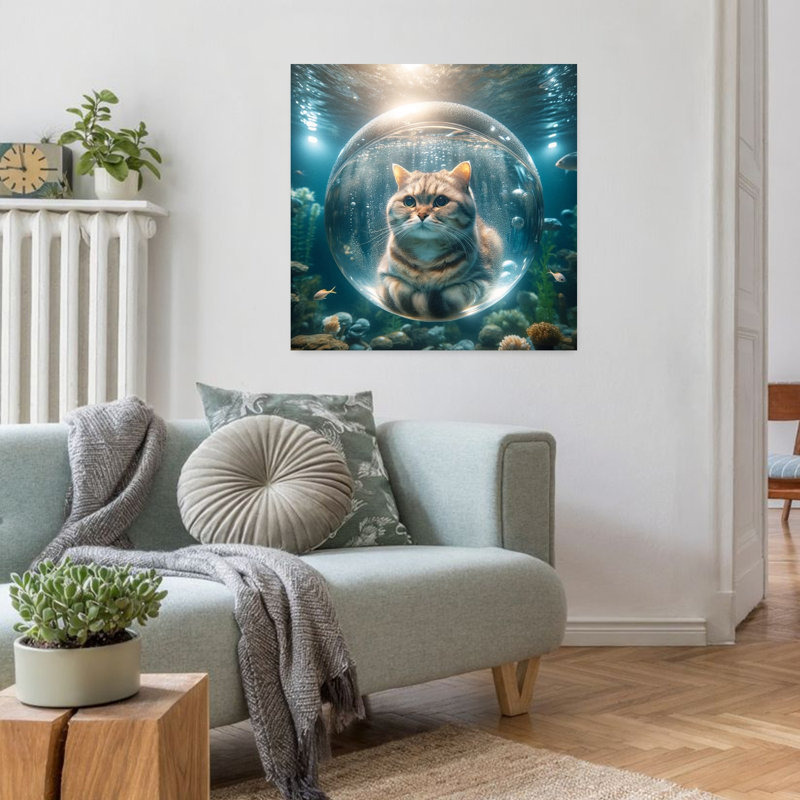 Contemporary Art Contemporary Cat Art, 32" H x 32" W