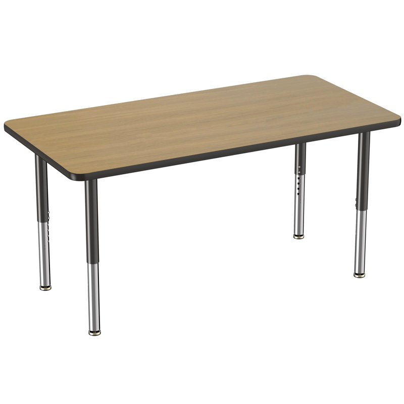 Table rectangulaire d'activité rectangulaire avec pieds réglables, 30" x 60", Chêne Pasadena / noir, Super