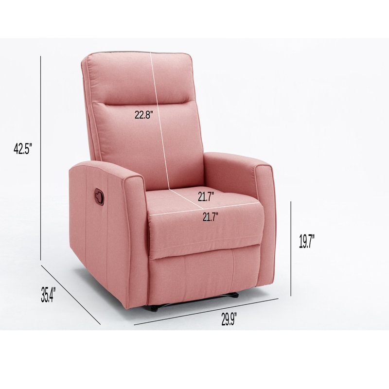 ALL-VV-5O17-URE-7563 Upholstered Recliner, Pink Polyester Blend