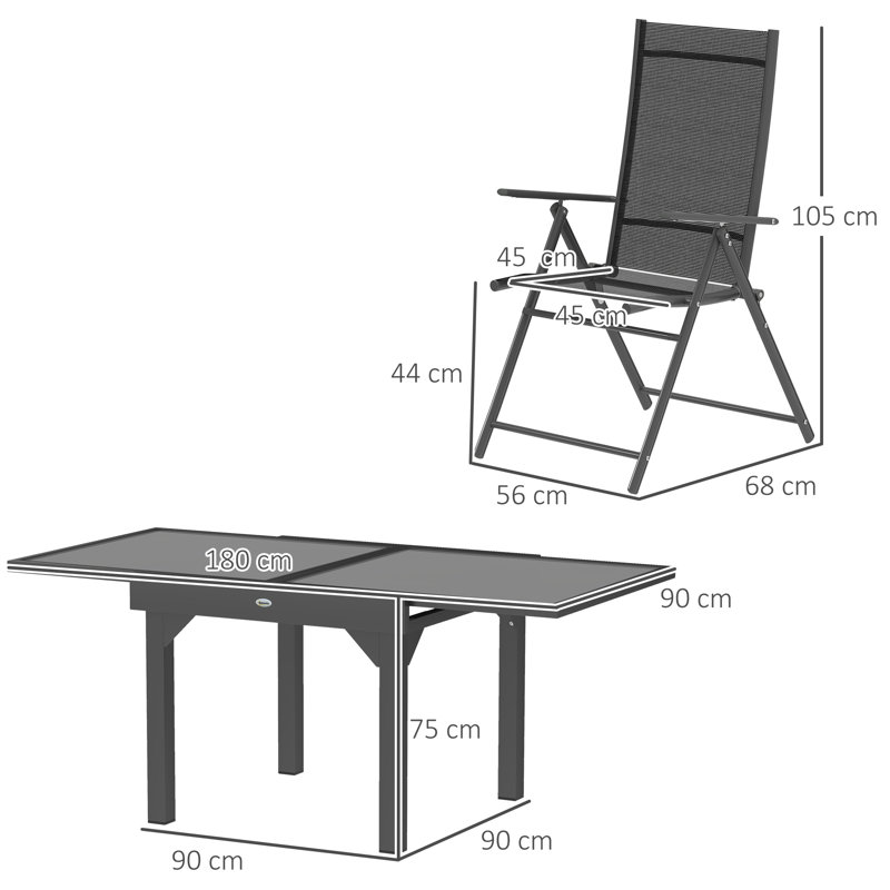 Rectangular 7 - Piece 6 - People 180Cm L Outdoor Table Set