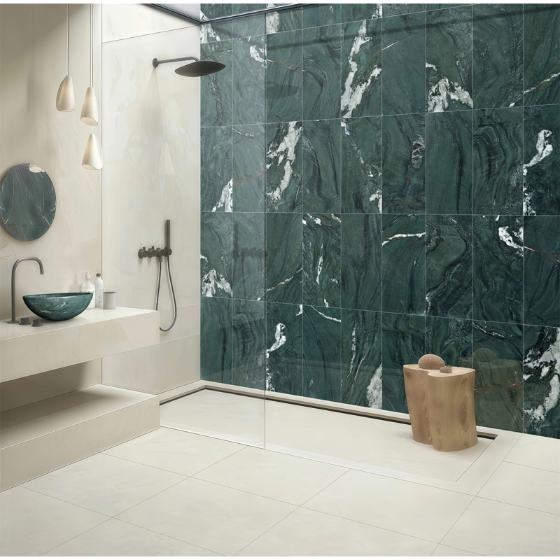 Green Natural Marble Bathroom Vessel Sink, Green