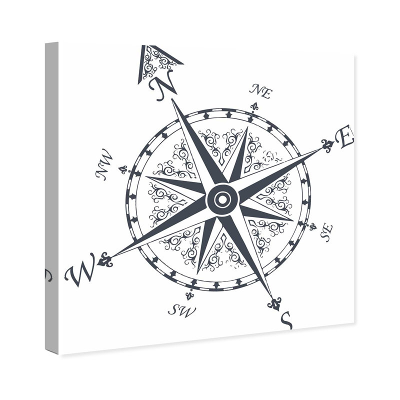 « nautique compass », impression sur toile, H 12 po x l 12 po x P 1,5 po