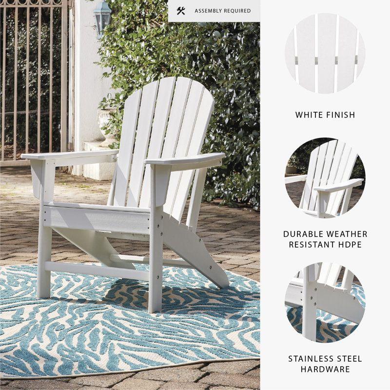 Emory Foldable Outdoor Adirondack Chair, White