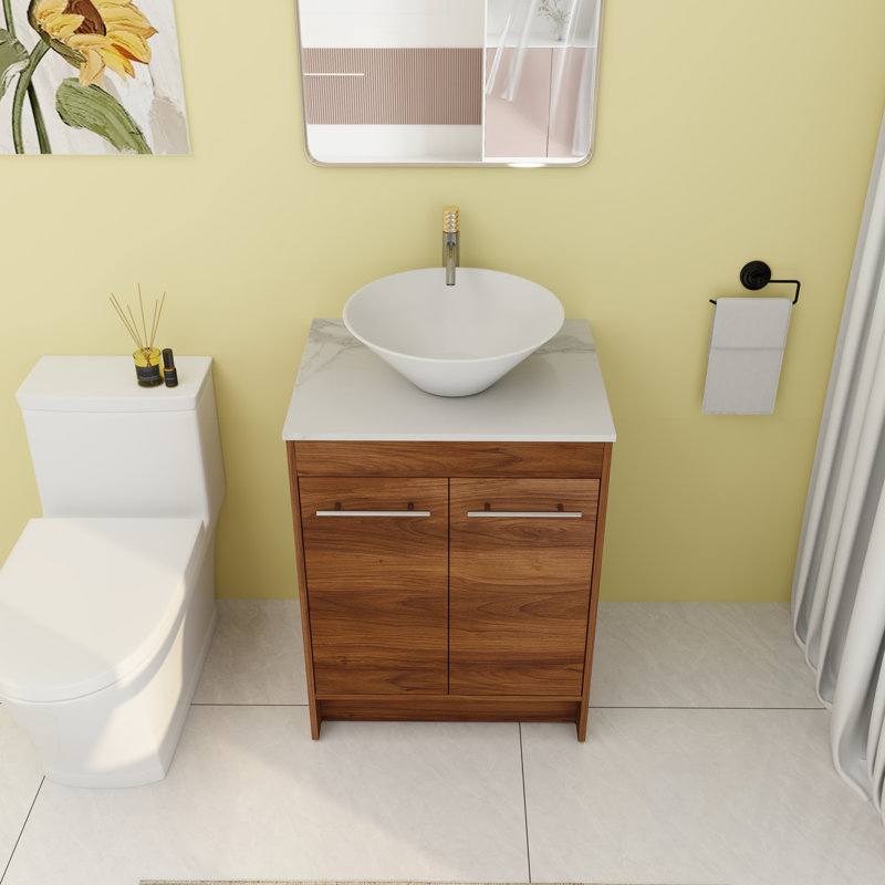 Meuble-lavabo simple 23,66 po avec comptoir en céramique