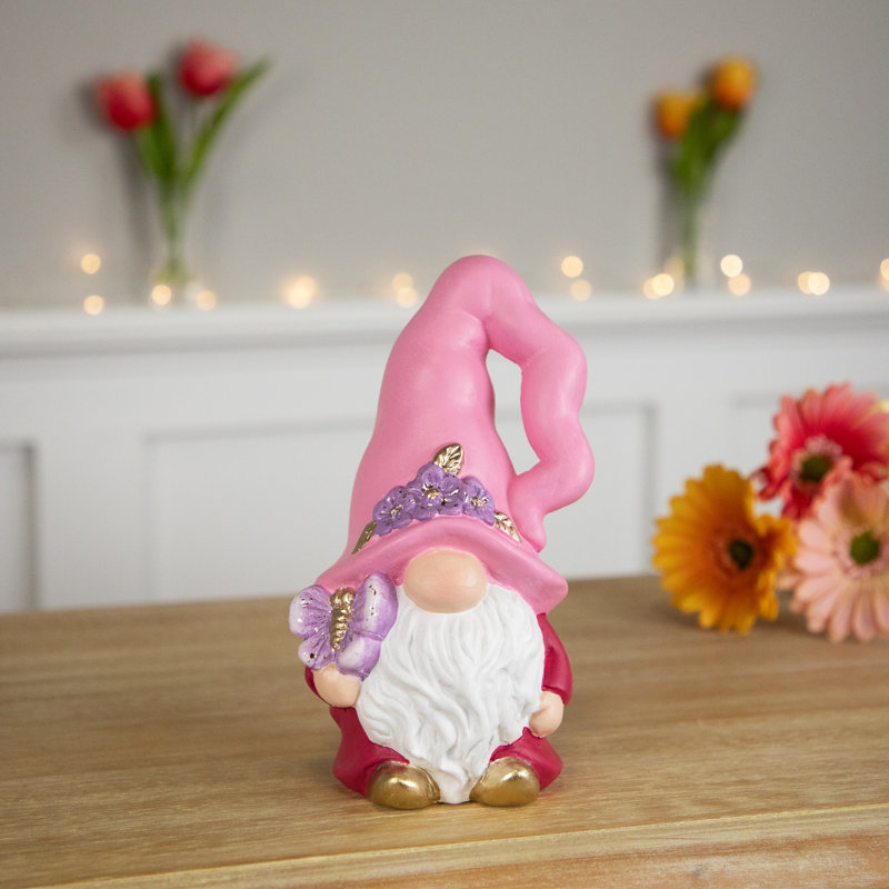 Statue de jardin fantaisie et humour synthétique, Rose / rouge