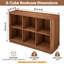 Bibliothèque de rangement à 6 cubes, tablette basse en MDF de style ferme avec bords arrondis, noyer
