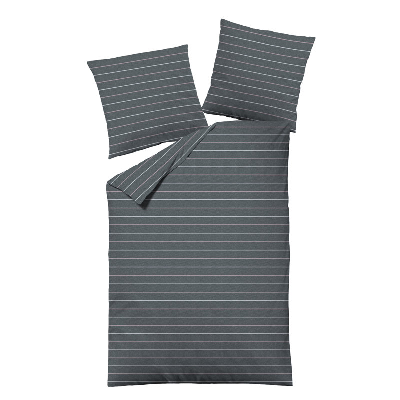 Striped Duvet Cover Set with Pillowcases, Single - 1 Pillowcase (80 x 80 cm), White