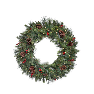 36" LED Forest Berry Fir Wreath