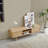 Woven Tv Console With Adjustable Shelf, 53.69" Length, Solid Wood Legs, Natural Color For Living Room Stand Double Sliding Doors, Space-346792324