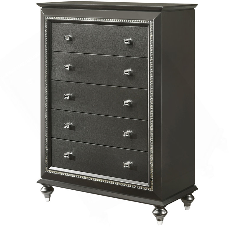 Kaitlyn Metallic Gray Finish Chest, Silver Gray
