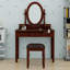 Ensemble de coiffeuse et tabouret avec miroir à angle réglable, 5 tiroirs, coiffeuse en bois rétro pour chambre à coucher