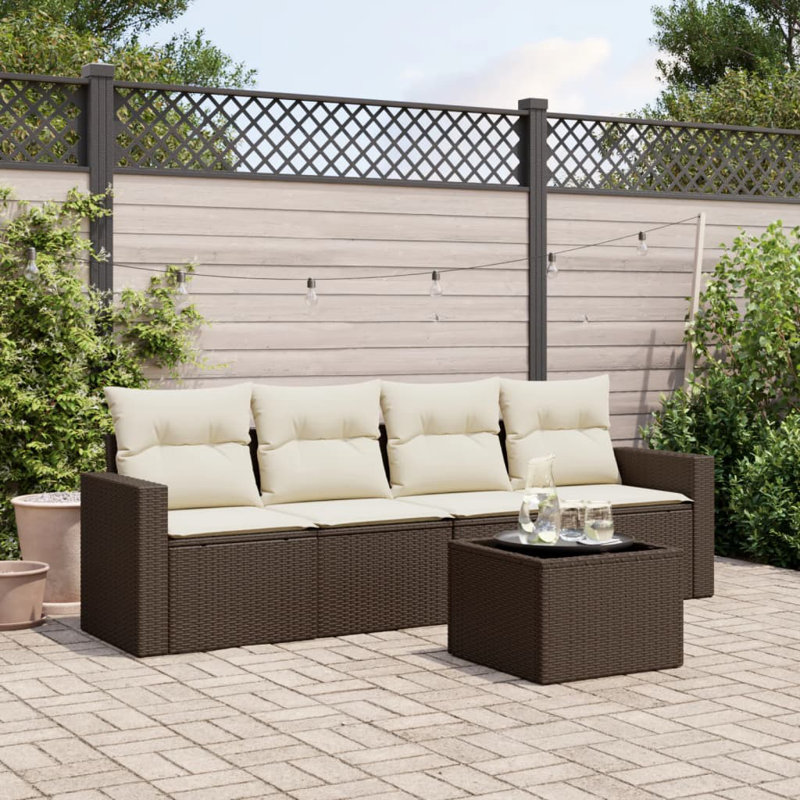 Vidaxl Garden Sofa Set Brown, Cream White