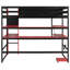 Lit mezzanine en bois avec bureau, support de rangement latéral, tablettes multiples et lumière RVB-1723896253-1723896254