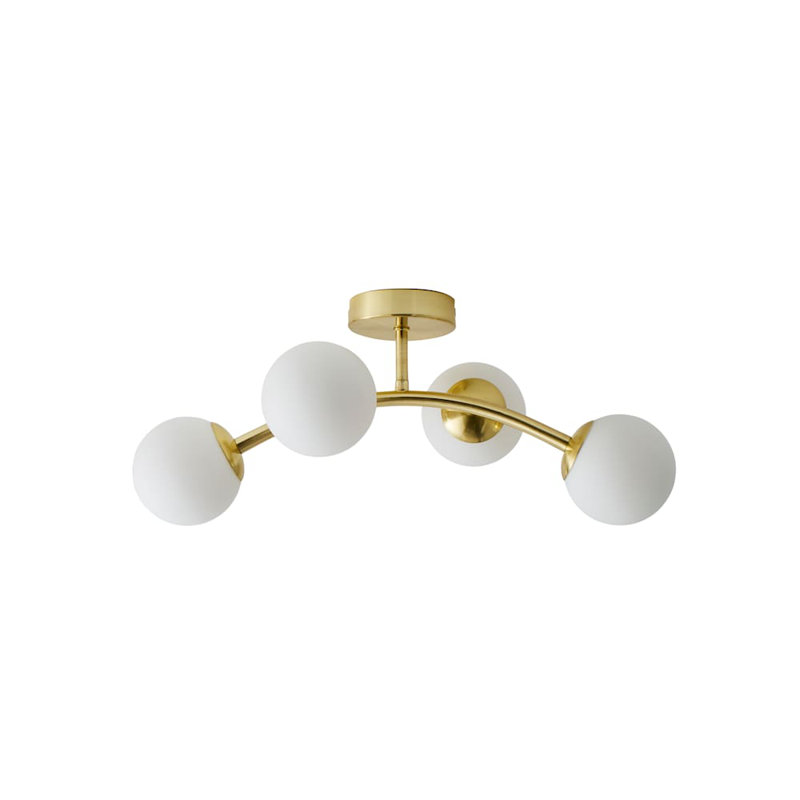Adael Glass Semi Flush Mount, Gold, Yes