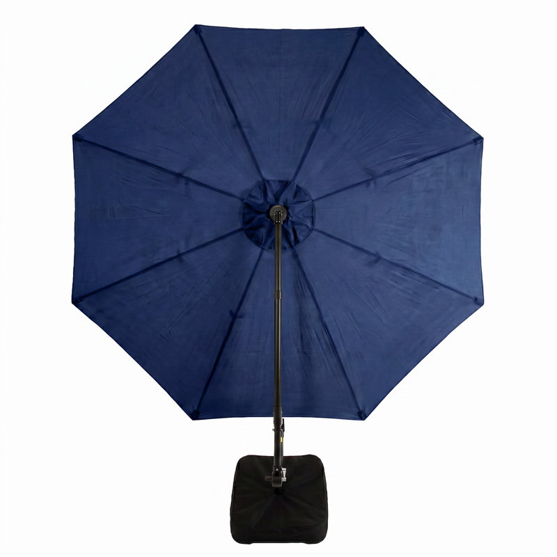 Parasol de patio décalé 10 pi avec base et sac de sable - Bleu marine, Navy