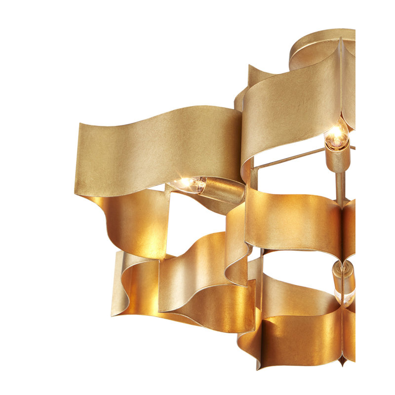 Grand Lotus 6 - Light Chandelier, Antique Gold Leaf