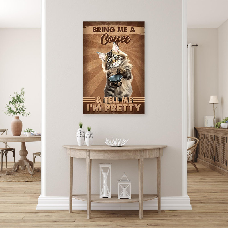 Krsek Cat Bring Me A Coffee On Canvas Graphic Art, H 36 po x l 24 po x P 1,25 po
