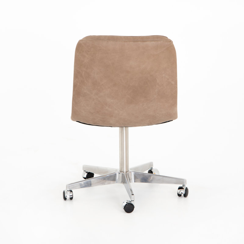 Malibu Leather Swivel Task Chair, Natural Washed Mushroom