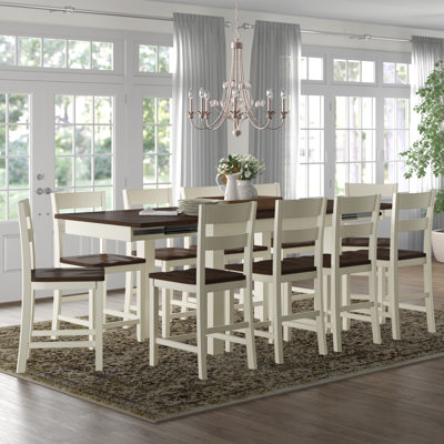 Ajala 11-piece Counter Height Extendable Solid Wood Dining Set