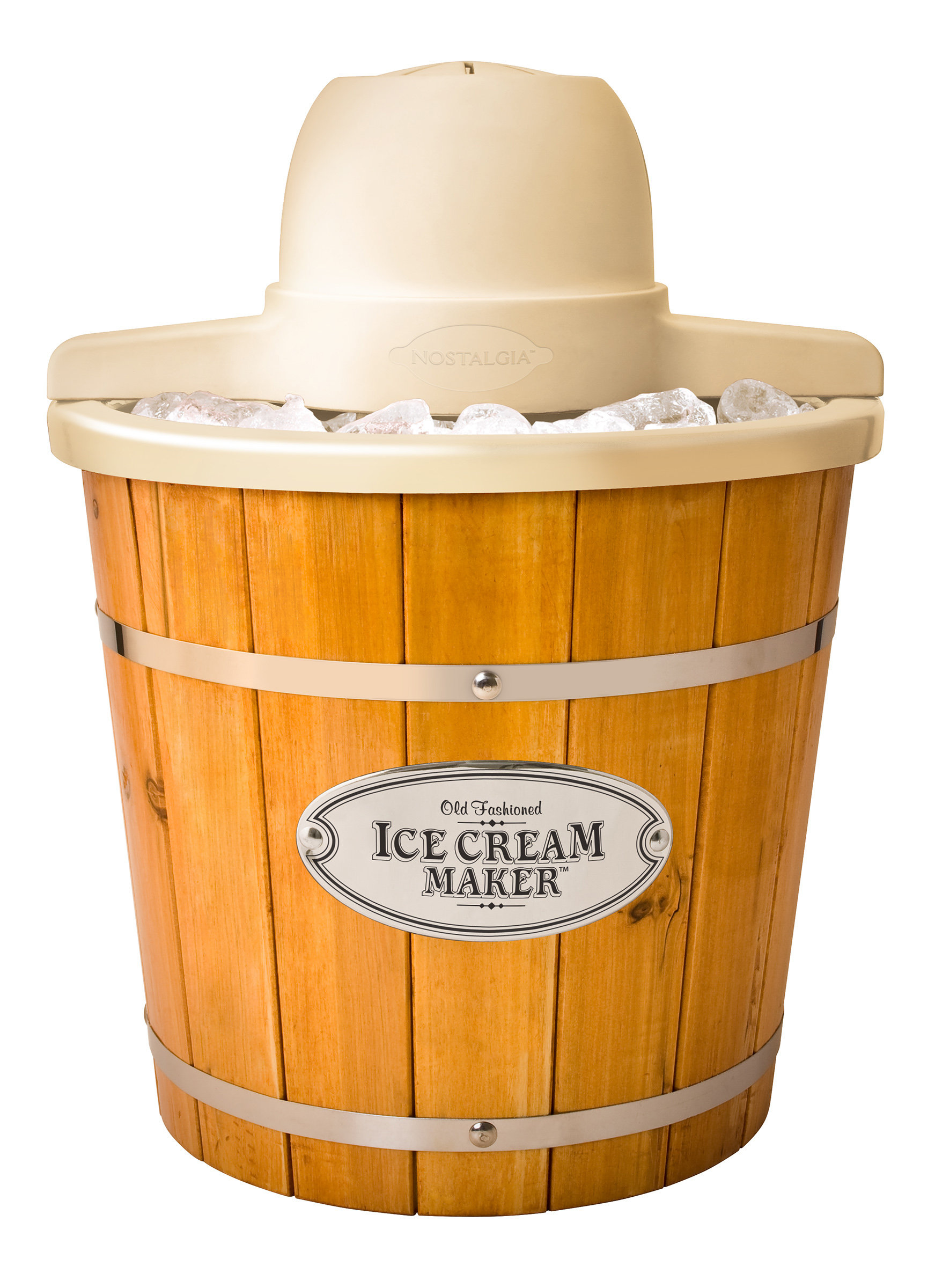 Nostalgia Electric Bucket Ice Cream Maker With EasyCarry Handle, Makes