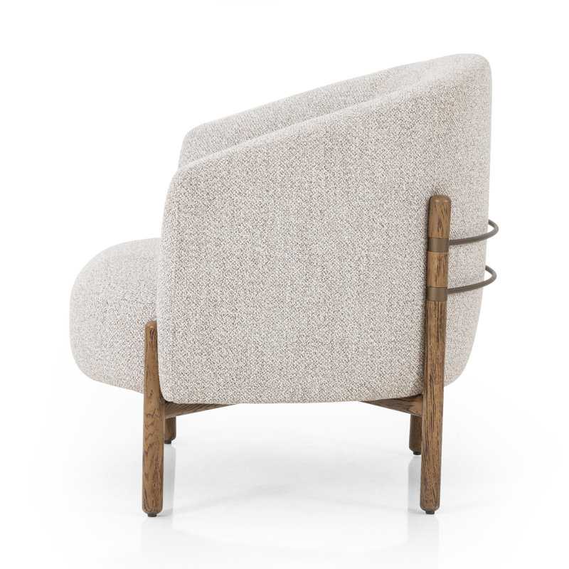 Enfield Barrel Chair Chair with Ottoman, Astor Stone Polyester