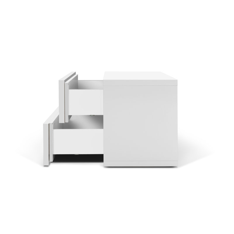 Coppin 152.4cm W Manufactured Wood Bedside Table, White