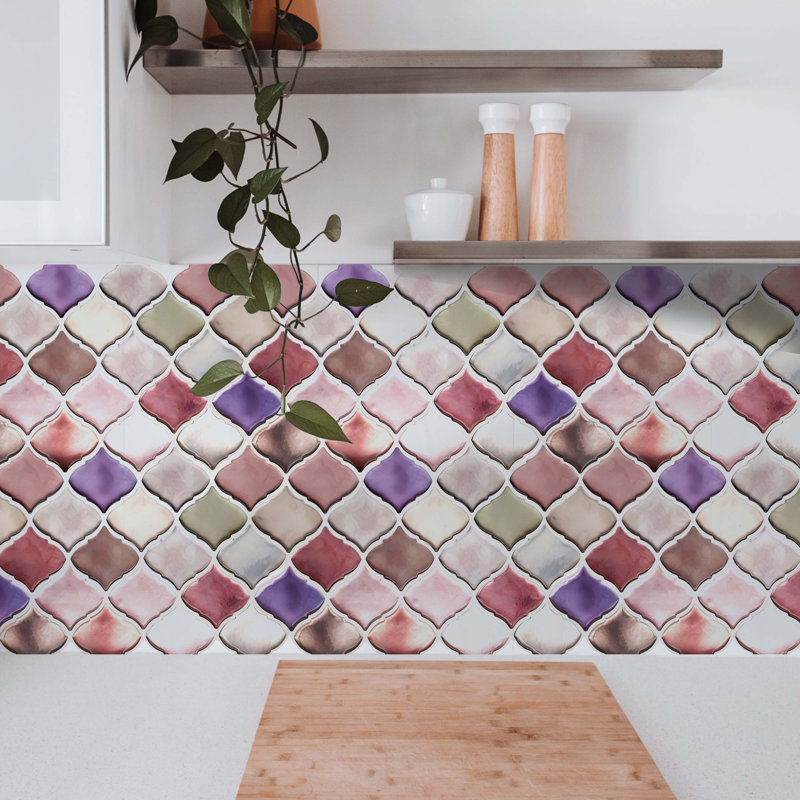 8'' W x 11.1'' L Gel Peel and Stick Mosaic Tile, Old Rose