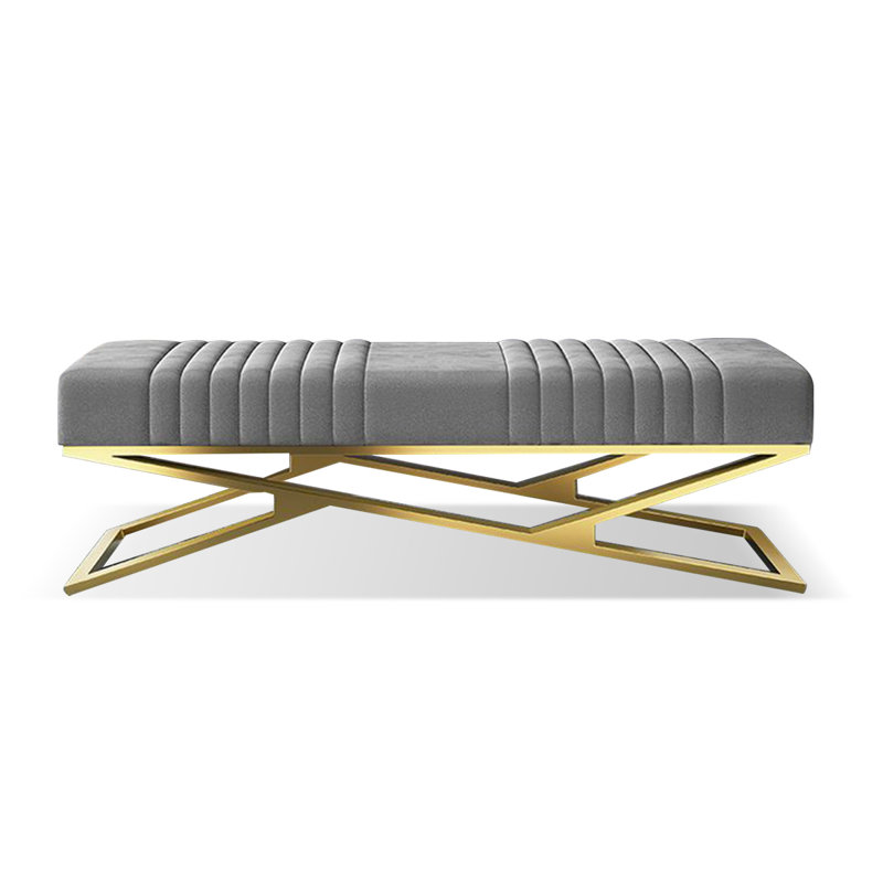 Upholstered Bench, Light gray