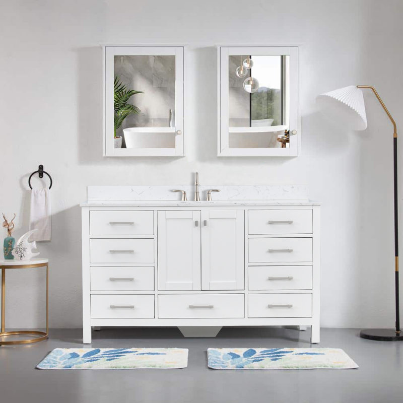 Meuble-lavabo 60 po avec lavabo simple Cholena, Blanc