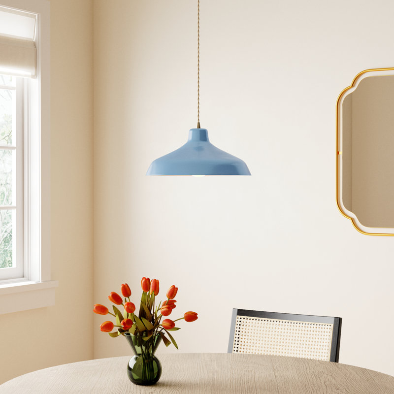 Fallon - Light Dome Pendant, Sky Blue, 6.25" H x 13.5" W x 13.5" D, Antique Brass