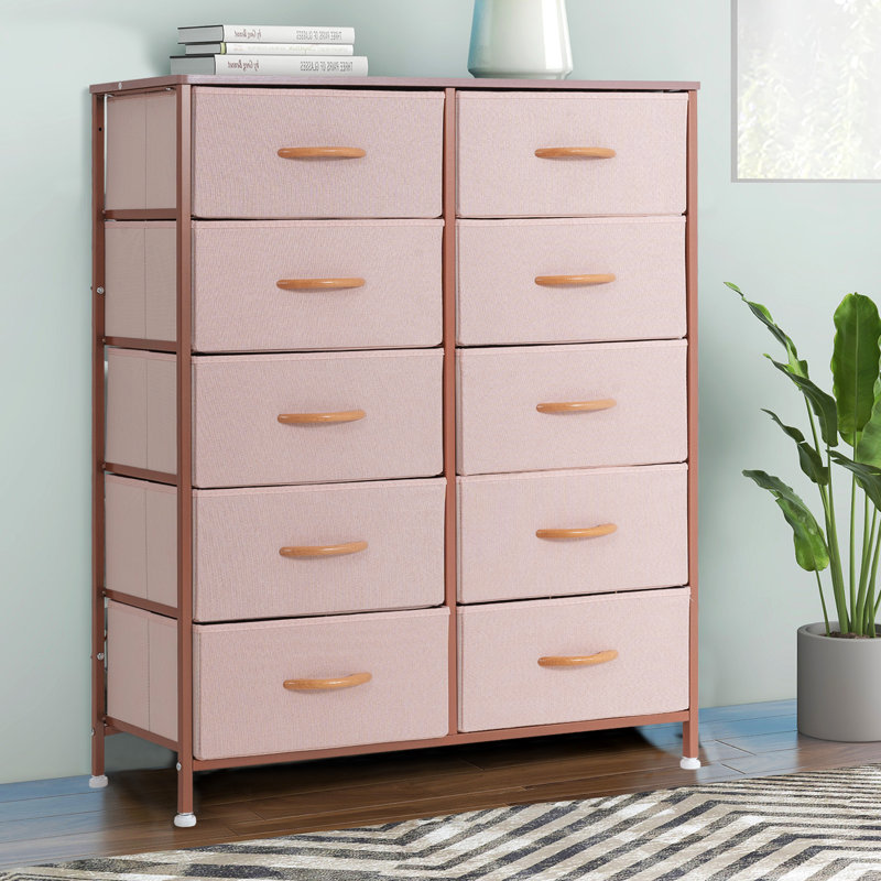 Commode 10 tiroirs Keayla, Rose