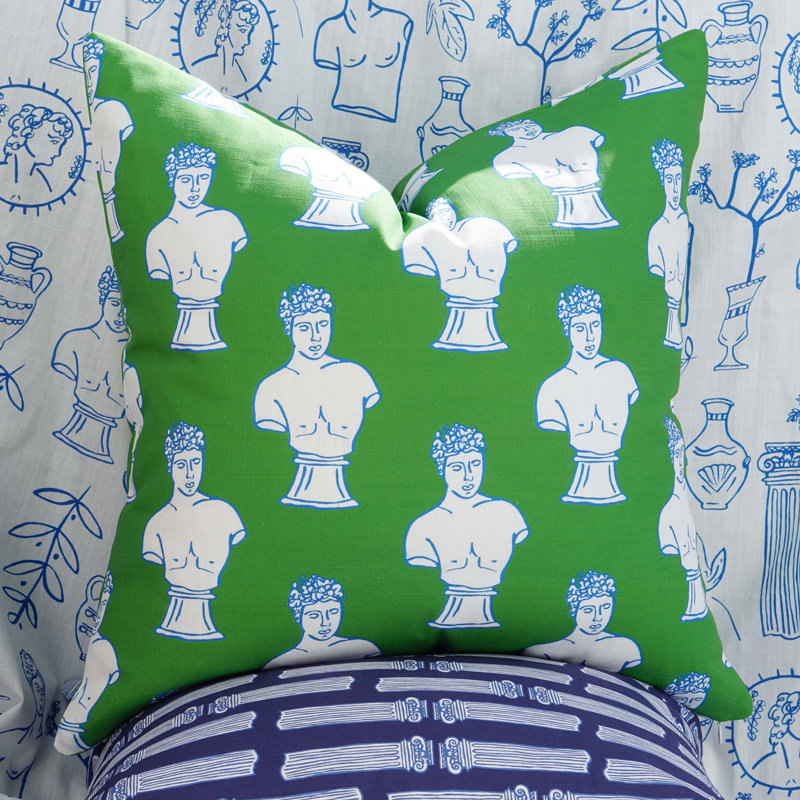 Adonis Greek Statue Pillow Cover, Basil Green, 20" H x 20" W