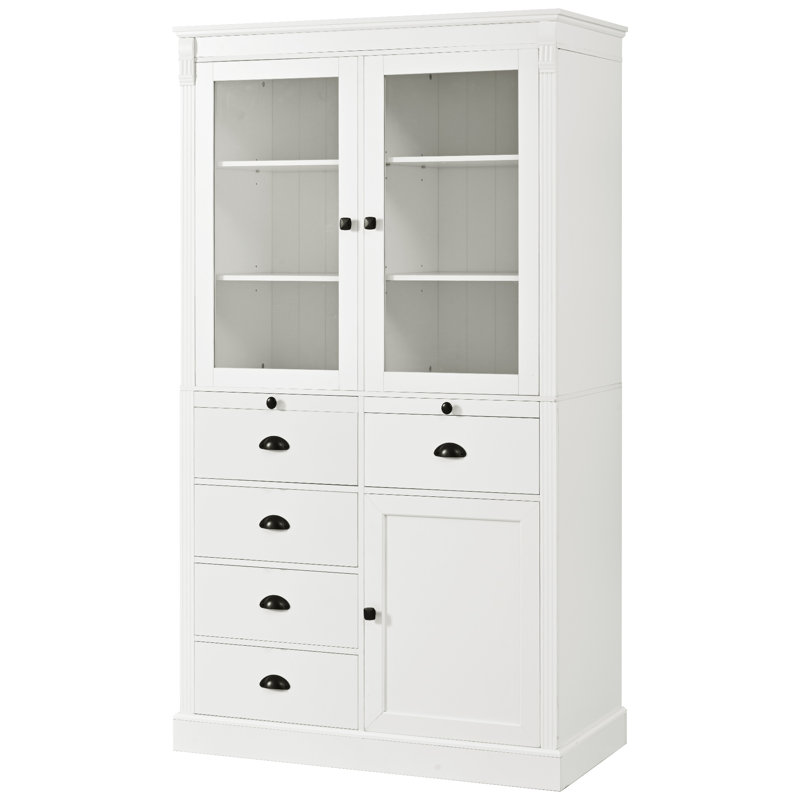 Armoire garde-manger de style Shaker de 72 po avec portes en verre Uribe et fabrication durable en panneau de fibres à densité moyenne