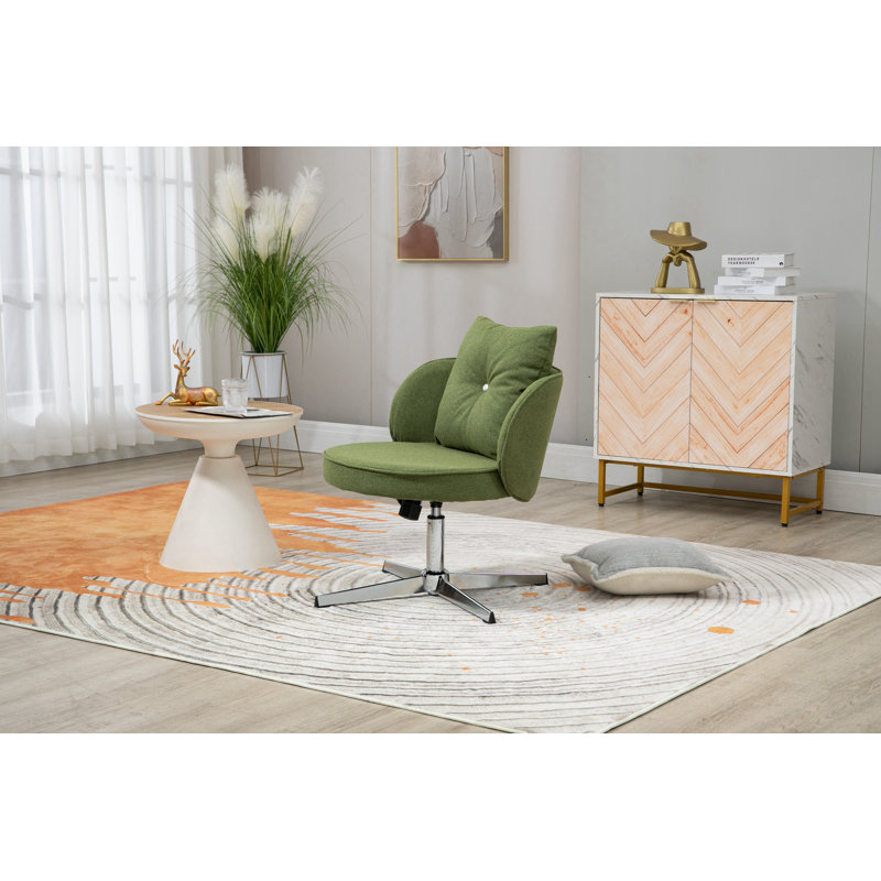 Chaise d'appoint pivotante de 25,59 po de large Terigio, Argenté, Polyester vert
