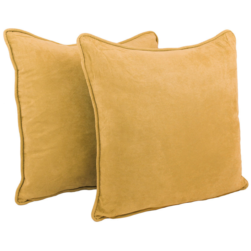 Housse et insert de coussin en microsuède jacquard carré, Citron