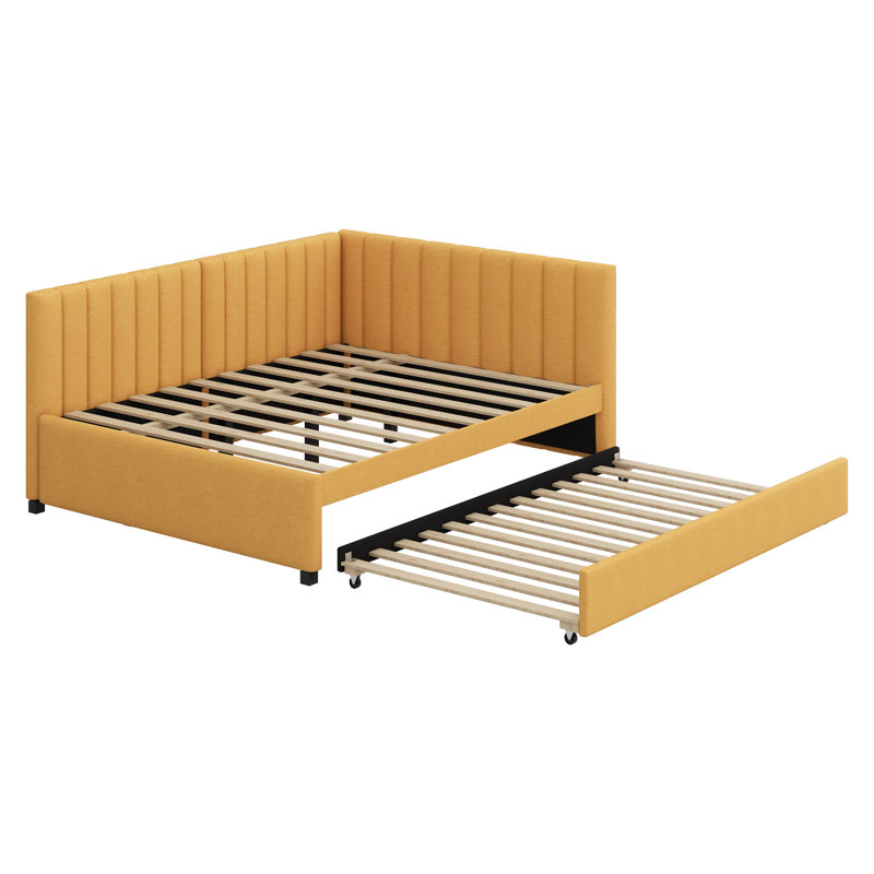 Upholstered Daybed With Trundle, Yellow