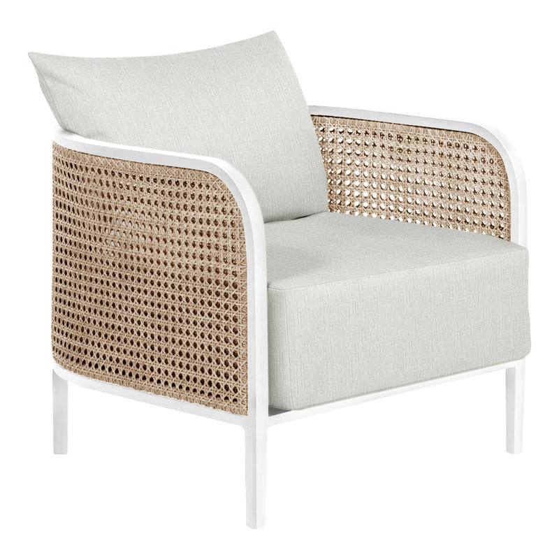 Havana Patio Chair with Cushions, Chalk/Natural Resin, No welt + Standard fill, Bali Pearl