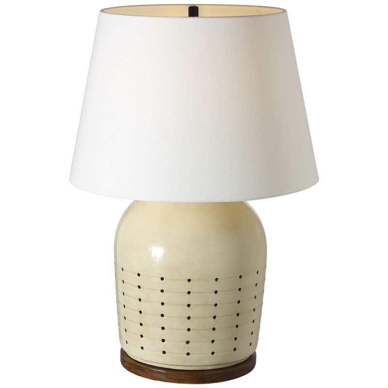 Ralph Lauren Halifax 28" Cordless Pierced Ceramic Table Lamp in Coconut with Linen Shade