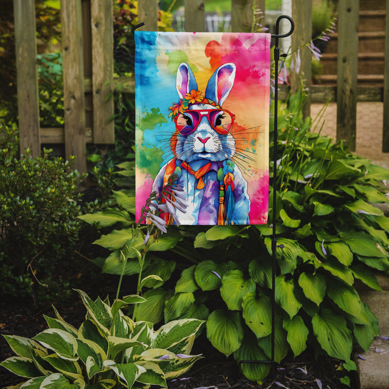 Drapeau de jardin de lapin hippie