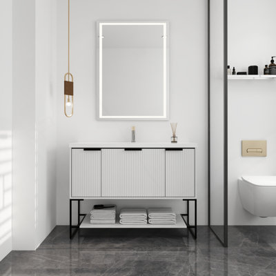 48 Inch Freestanding Bathroom Vanity With Resin Basin,48X18