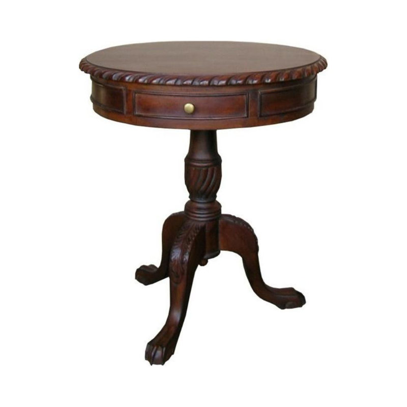 Solid Wood Pedestal End Table