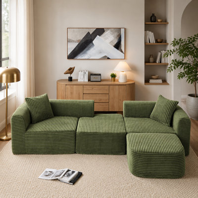Canapé modulaire modulaire en nuage, canapé rembourré en velours côtelé résistant aux taches, canapé modulaire extensible sans assemblage pour chambre d'amis