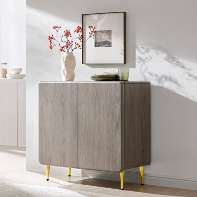 Bolanos Modern 30.9" Sideboard Storage Cabinet with Doors & Adjustable Shelves, Rounded Corner Design for Kitchen,Living Room