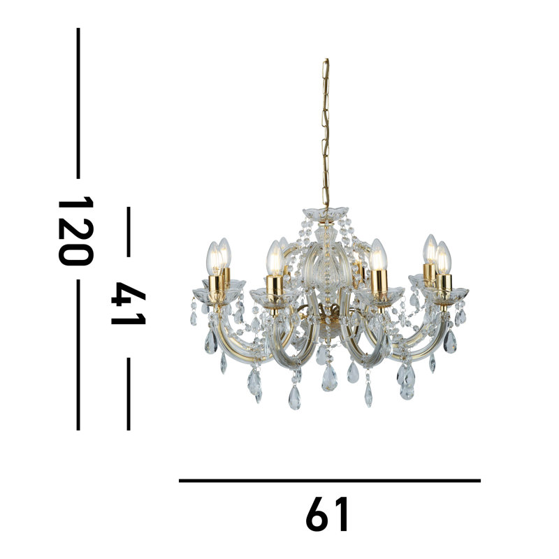 Kelly 8 - Light Candle Style Chandelier, Gold