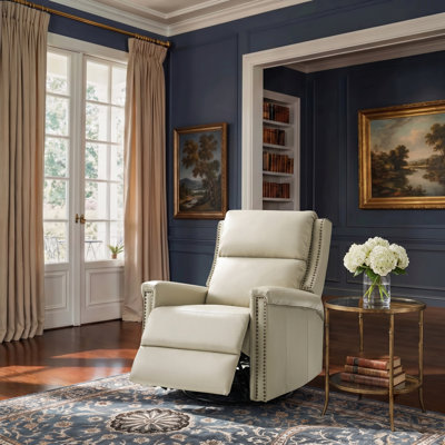 Medlin 31'W Transitional Faux Leather Dual Motor Swivel Rocker Recliner with USB Ports